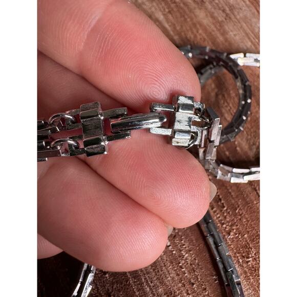 Vintage Stainless Steel Silver Plated Choker Double Strand Necklace - Picture 4 of 4